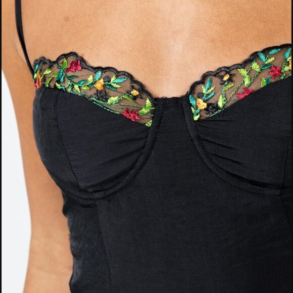 Princess Polly Black Mini Dress with Floral Accents - Picture 2 of 11